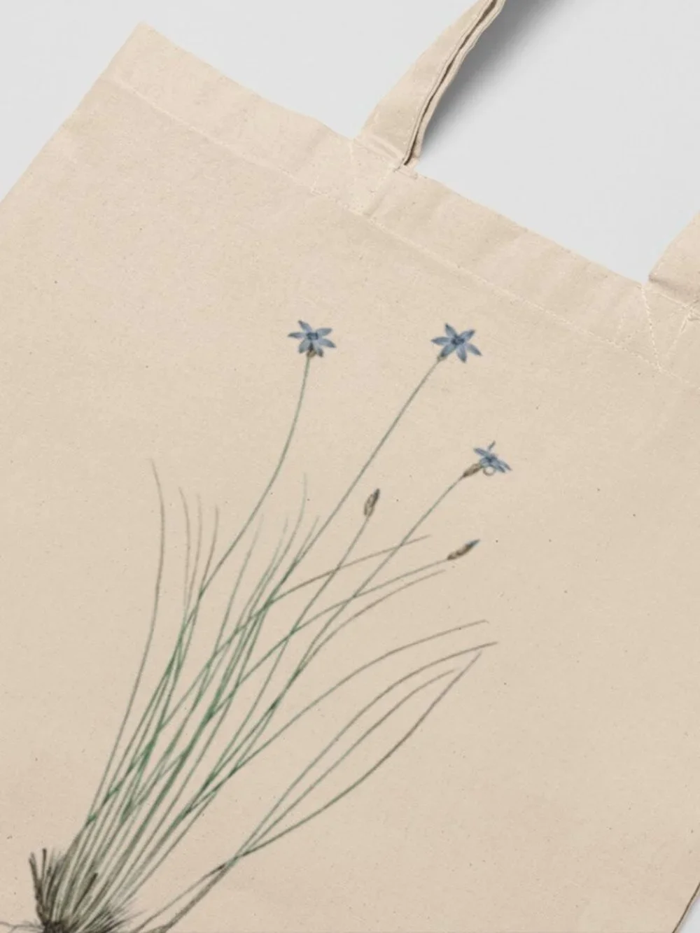 Blue Rock-Lily Vintage Floral Print Graphic Canvas Tote Bag